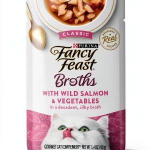 Purina Fancy Feast Salmon Broth Grain Free Cat Food Topper-0
