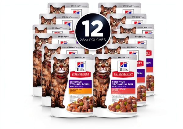 Hills Cat Food Pouches Sensitive Stomach Skin Care-2